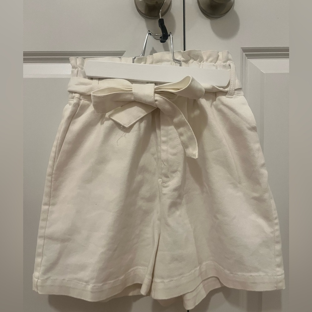 Draper James White Denim Paper Bag Shorts